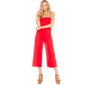 ASTR the Label Red Linen Cropped Wide Leg Jumpsuit XL